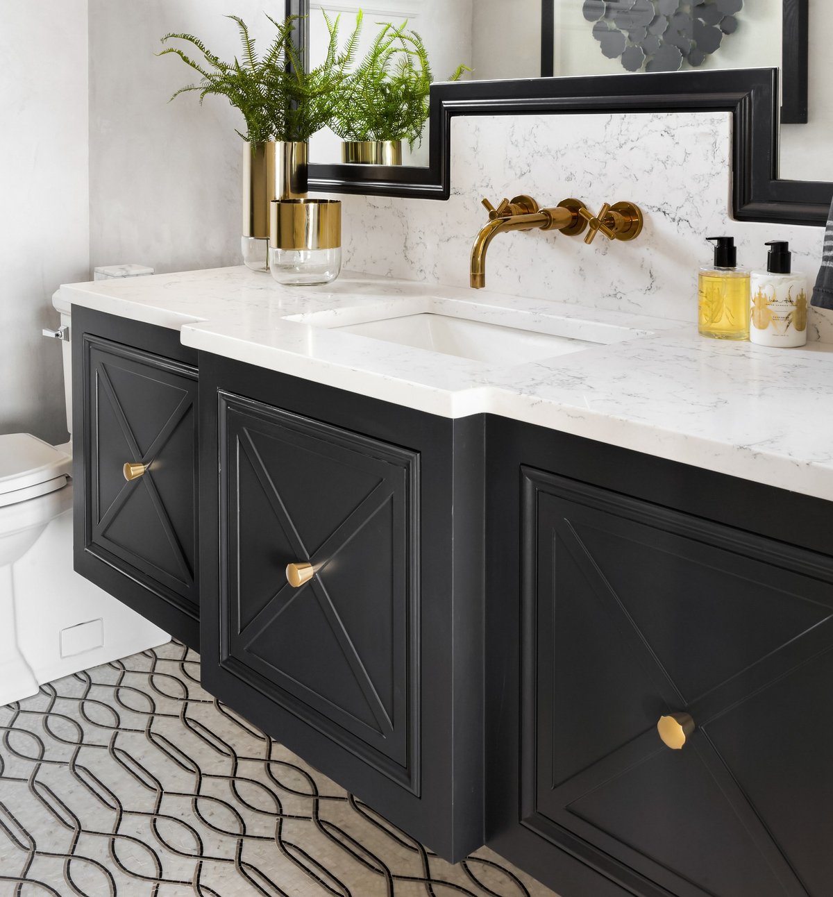 Black and Gold Vanity Bathroom Wall Panels