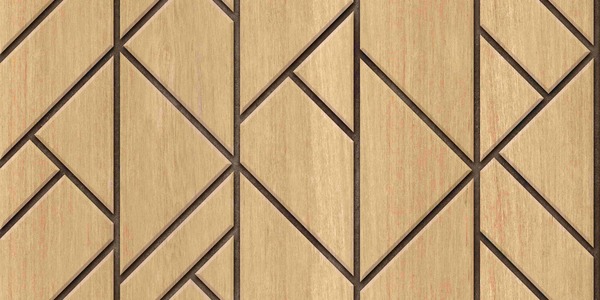 Geometric design in wooden wall panels
