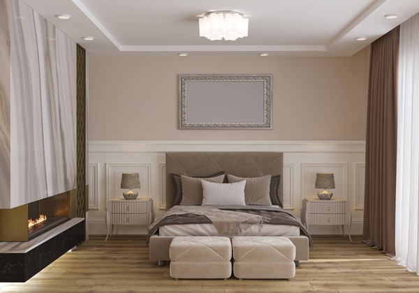 Luxury half wall panelling with dado in bedroom