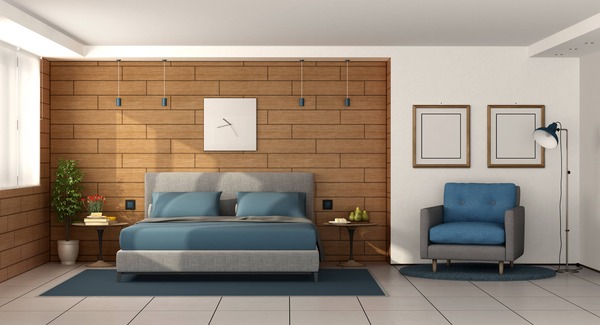 Contemporary laminate bedroom wall panels