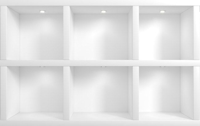 MDF Shelving with LED downlighting
