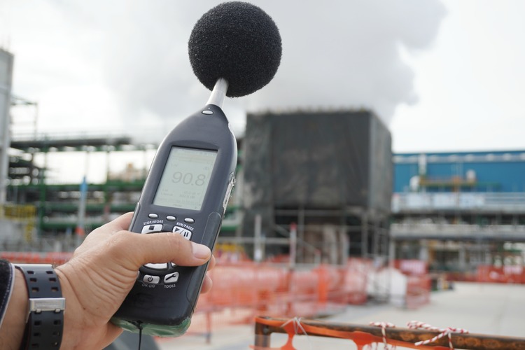 Sound meter in use