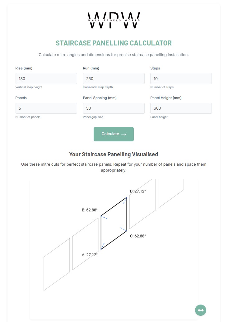 Desktop Staircase Wall Panelling Calculator