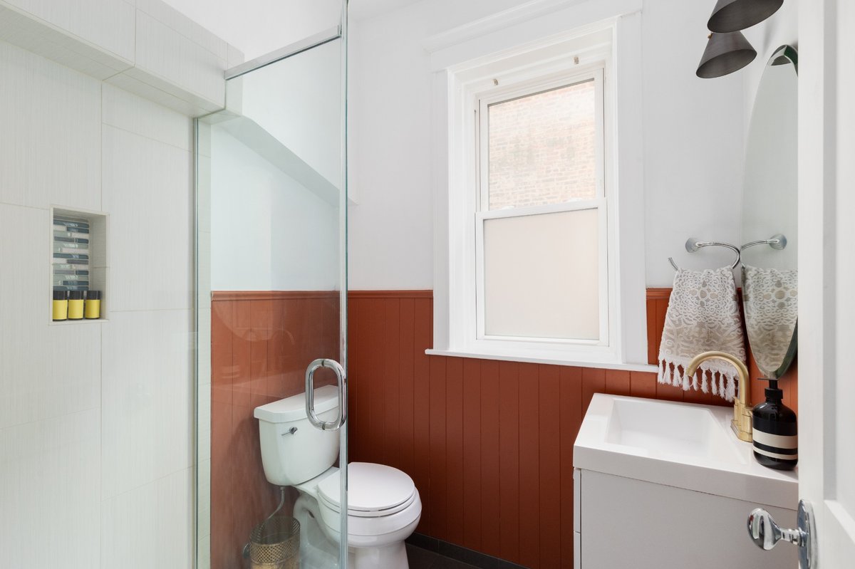 Terracotta Half Wall Panelling Bathroom